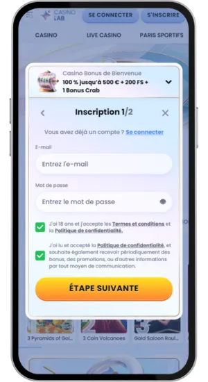 Écran de dépôt avec options de paiement