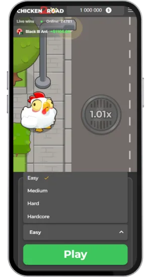 Impostazioni di puntata e difficoltà in Chicken Road 2