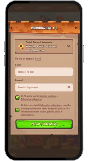 Schermata di deposito con opzioni di pagamento