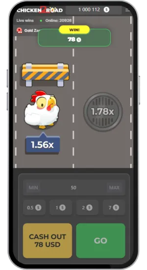 Huhn überquert Straße mit Autos in Chicken Road 2